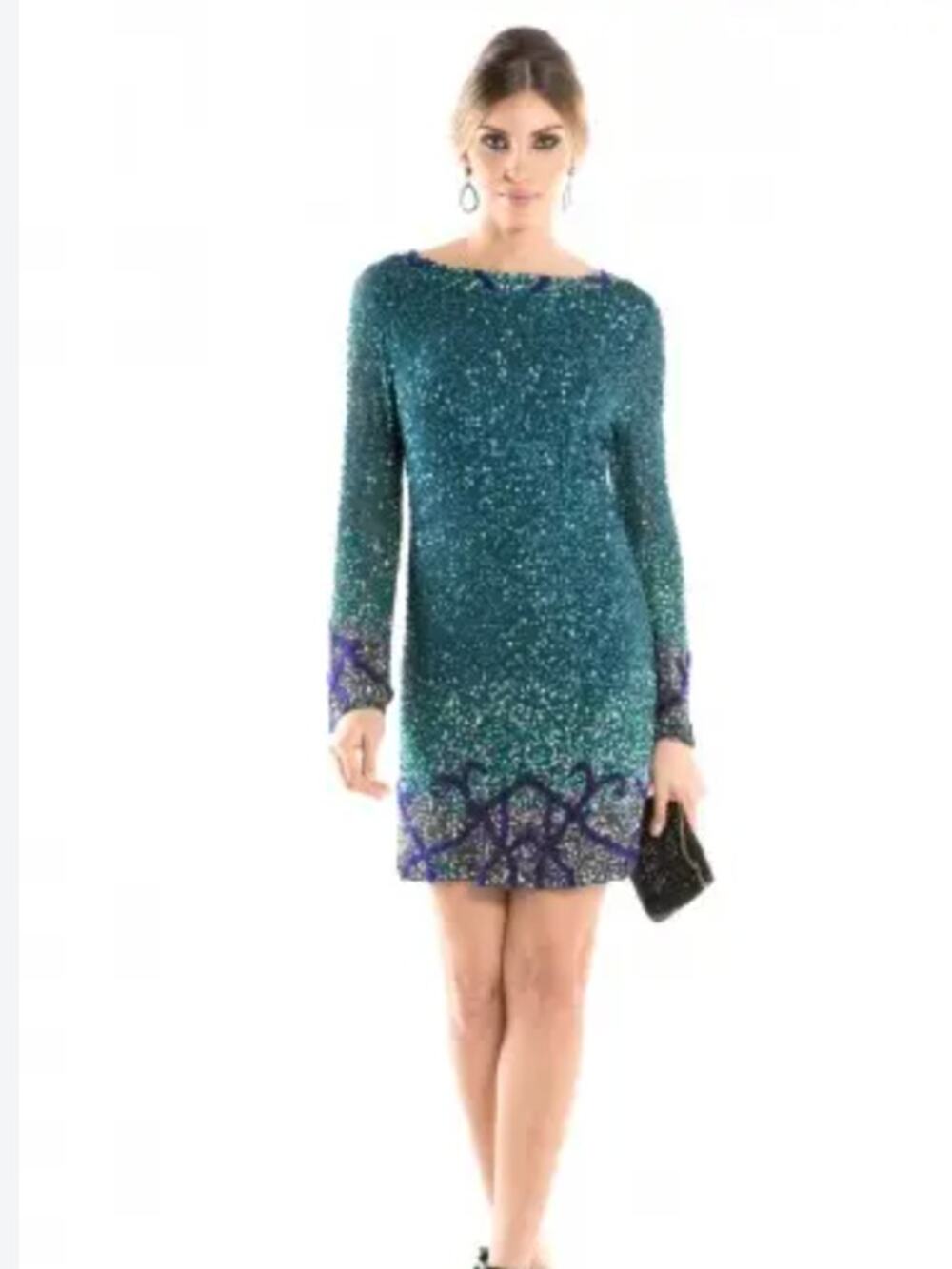 Artelier Nicole Miller Womens 0 Green Sequin Viscose Mini Cocktail Dress NWT